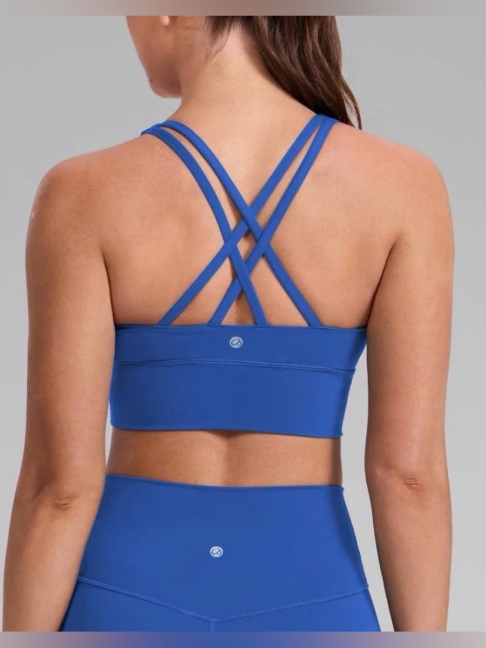 CRZ Yoga Criss Cross Back Bra, Waves Blue, sz S, no tag see measurements